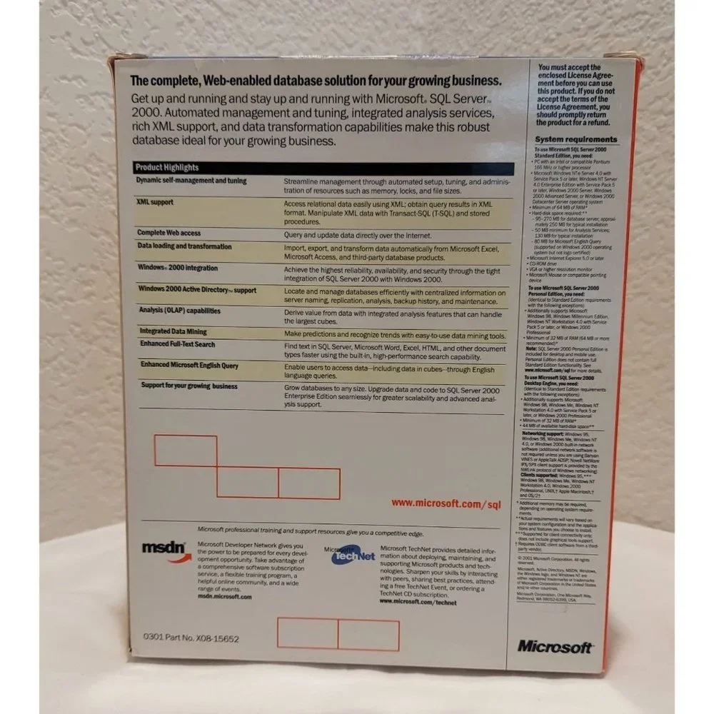 Microsoft SQL Server 2000 Standard Edition w/5 Client Licenses - 228-00690